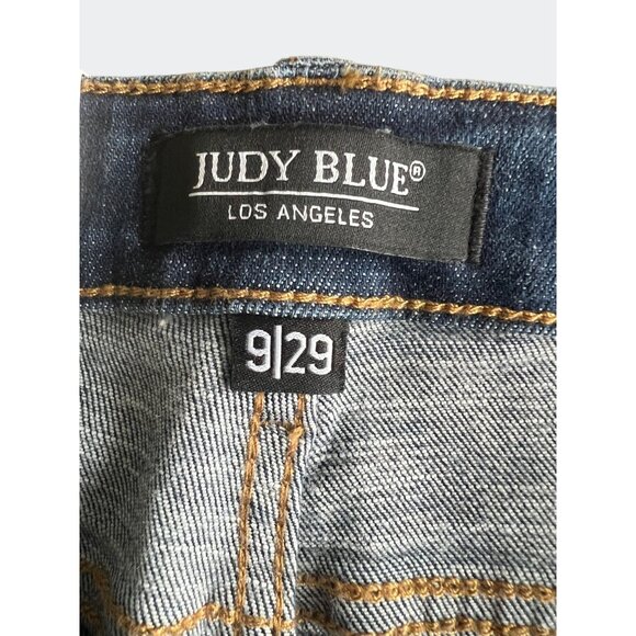 Judy Blue Womens Mid-Rise Distressed Skinny Jeans In Dark Blue Denim Size 9/29 - Picture 8 of 16